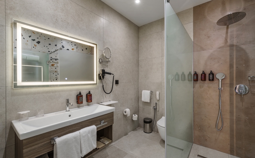 Ванная комната с тропическим и гигиеническим душем